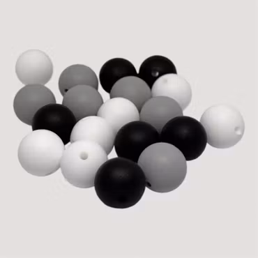 15mm Silikonpärlor Svart/vit mix 10st