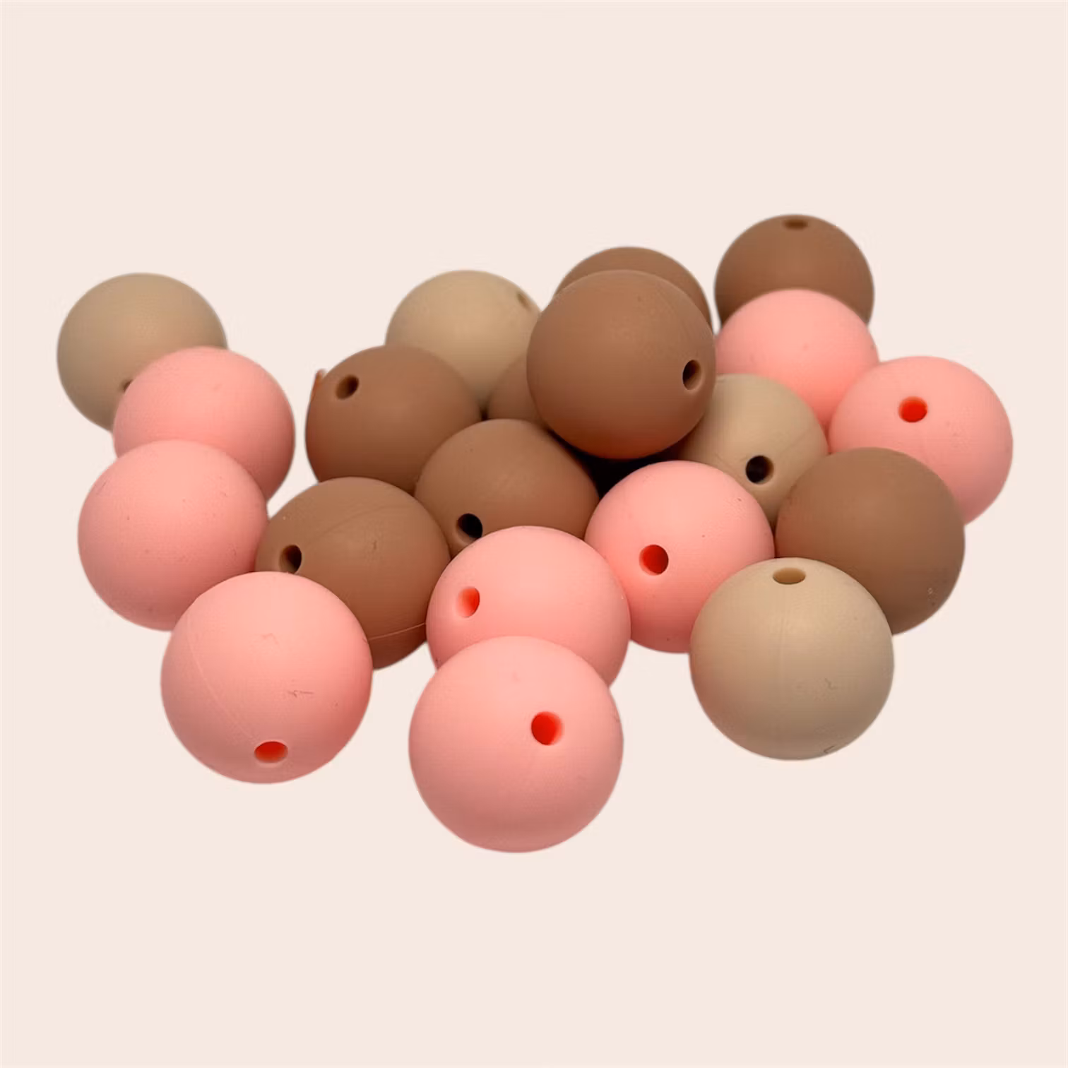 15mm Silikonpärlor Rosa/nude mix 10st