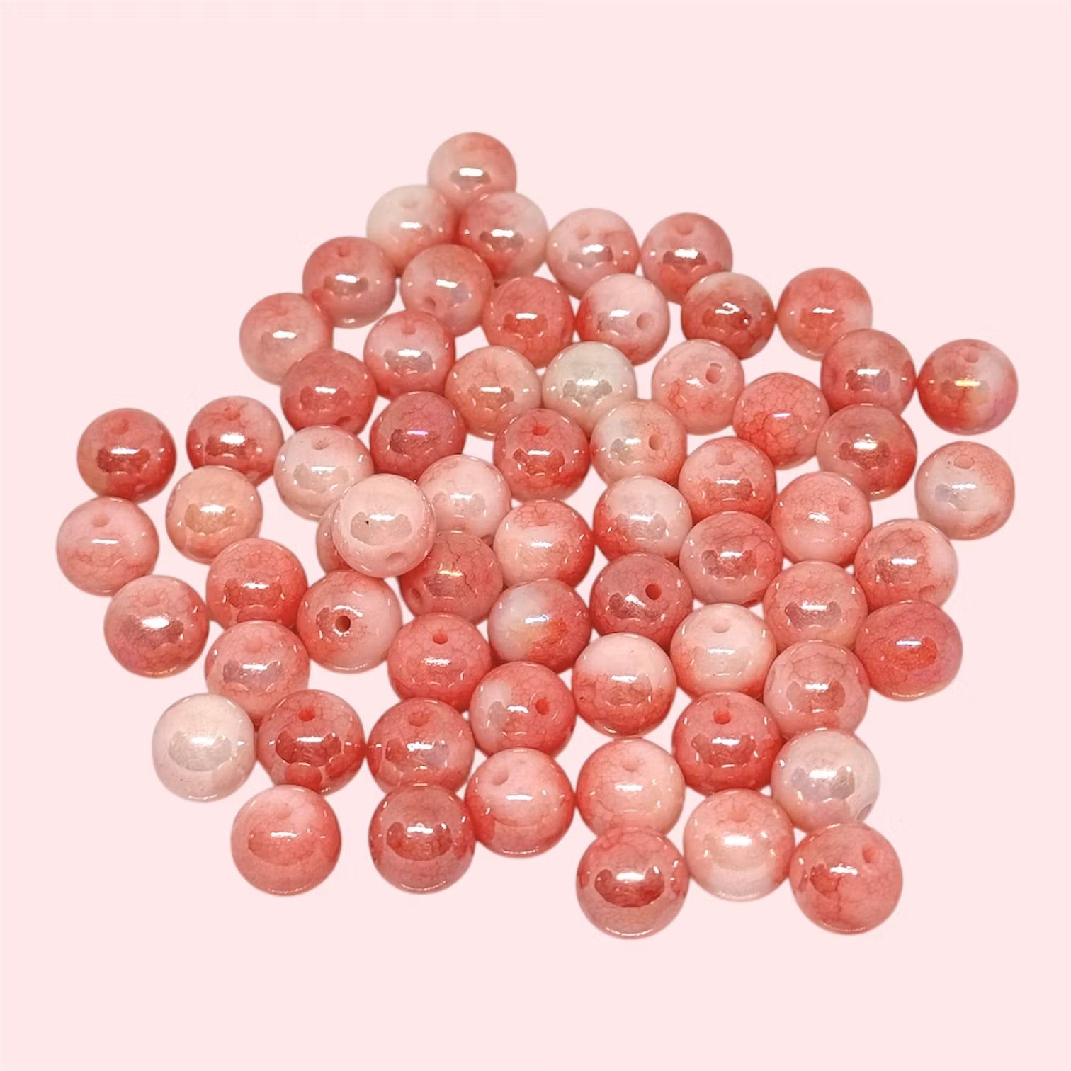 8mm UV-pläterade glaspärlor "Rosa" 25st