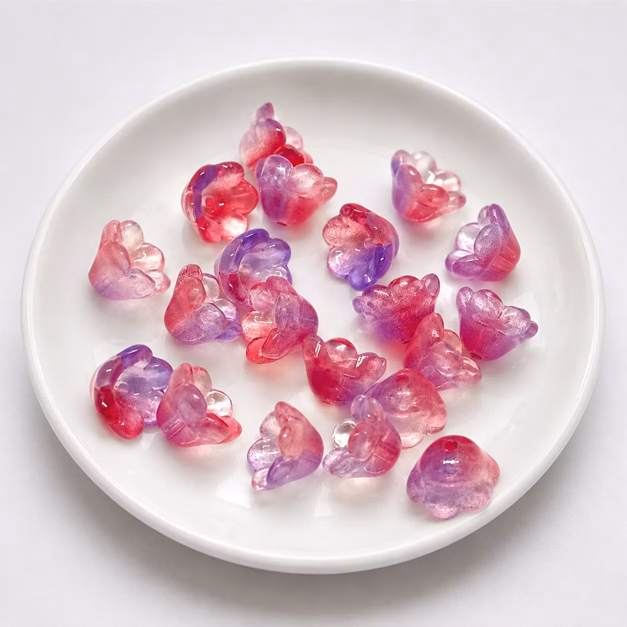 Glasblommor liljekonvalj "Lila/rosa" 20st