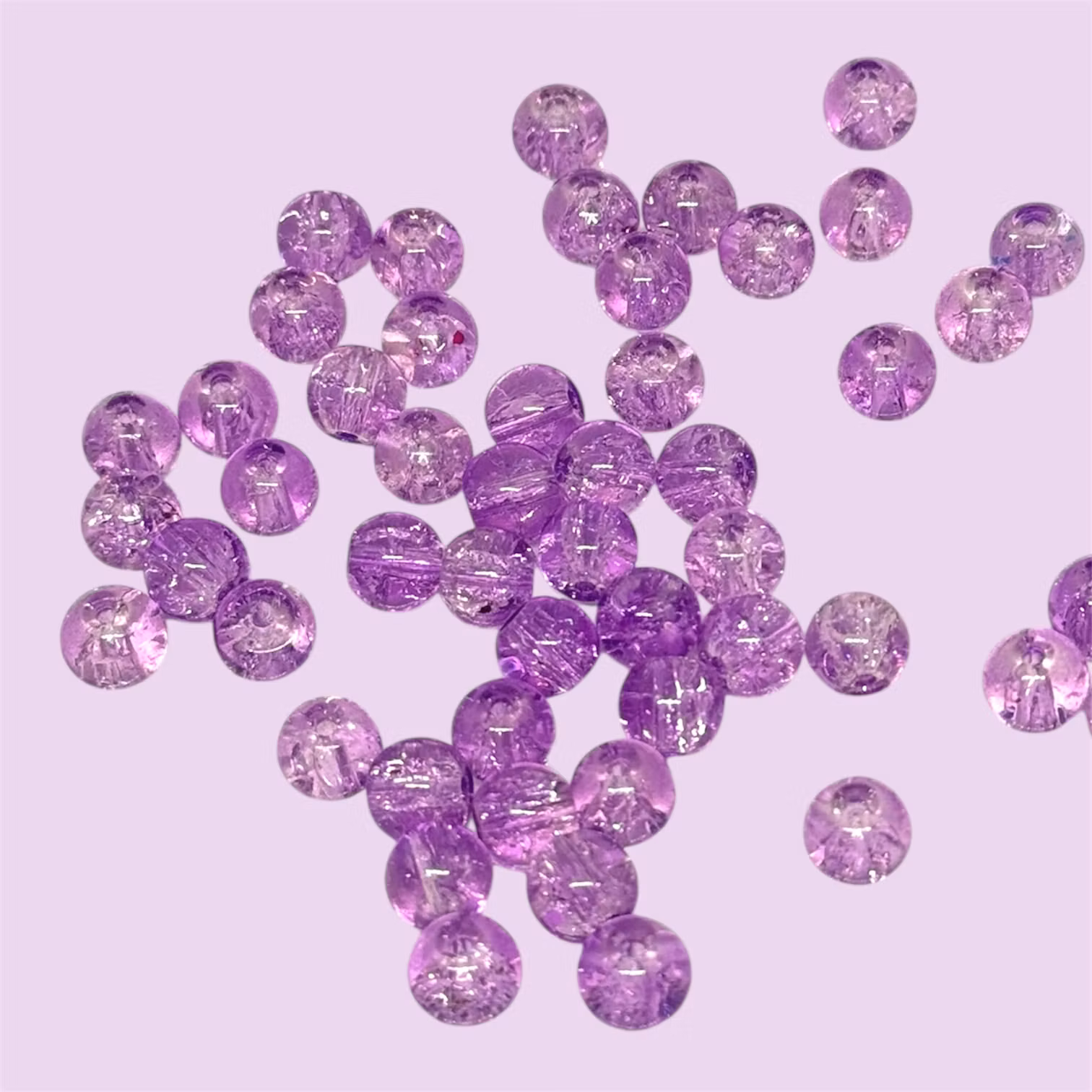 8mm Glaspärlor krackelerade Lila 50st