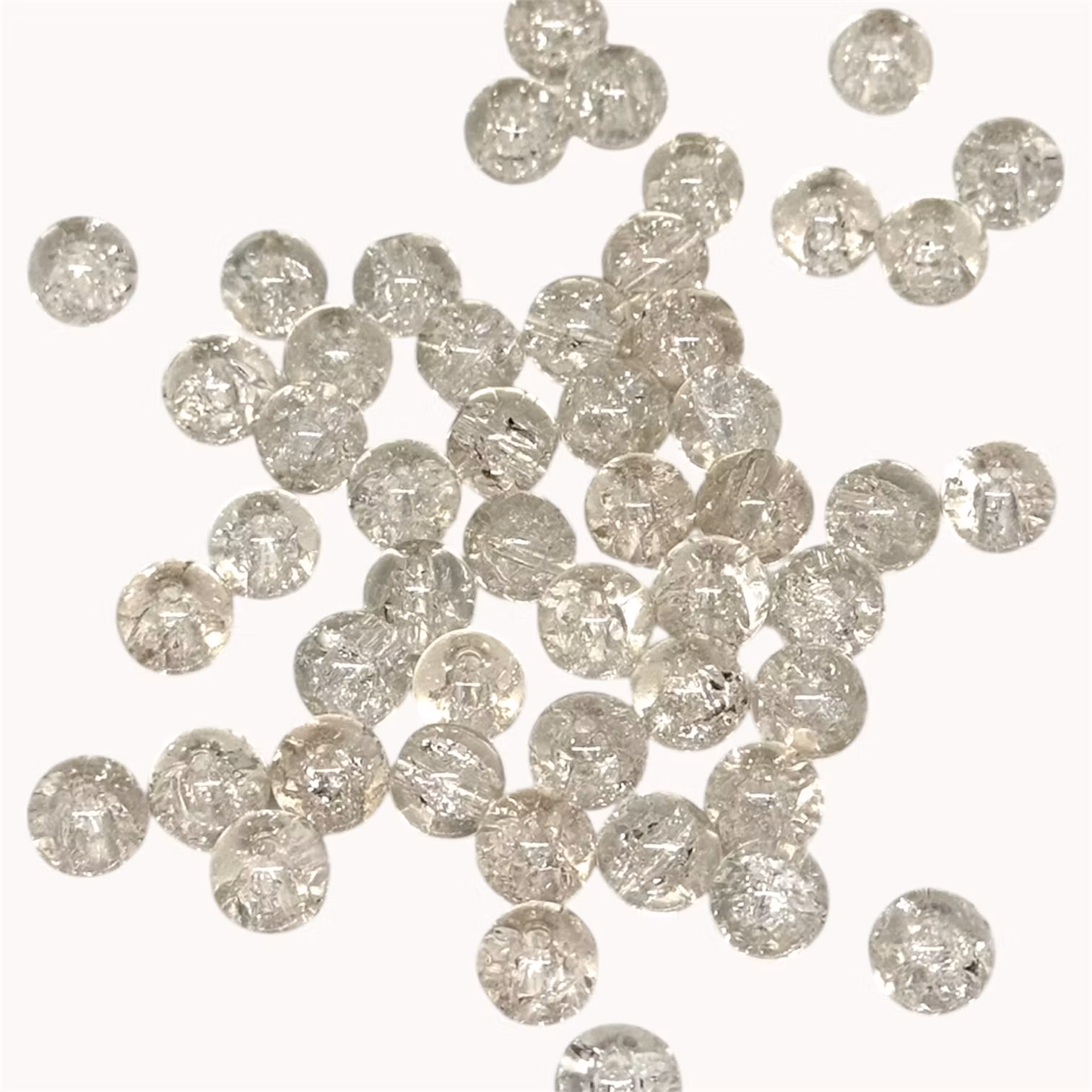 8mm Glaspärlor krackelerade Vit 50st