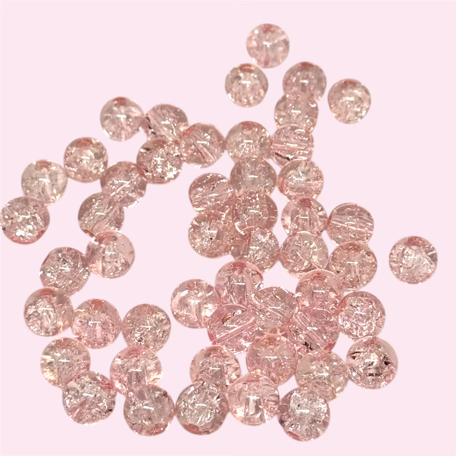 8mm Glaspärlor krackelerade Rosa 50st