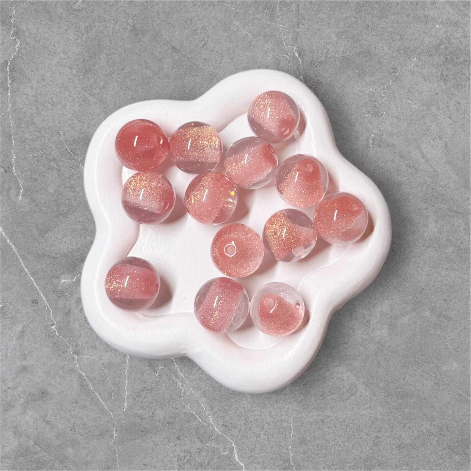 16mm Halvglitter Rosa 1st