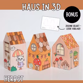3D-Herbsthäuser - Bastelset zum Ausdrucken