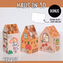 3D-Herbsthäuser - Bastelset zum Ausdrucken