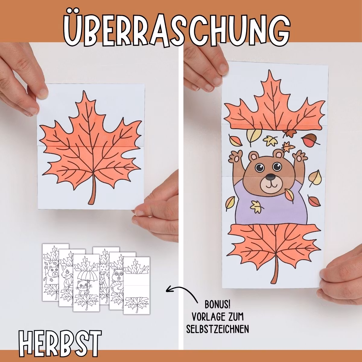 Herbstbasteln für Kinder - Das aufklappbare Herbstblatt