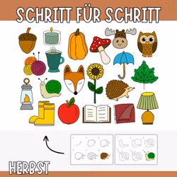 Herbstmotive Schritt für Schritt zeichnen – 20 Vorlagen