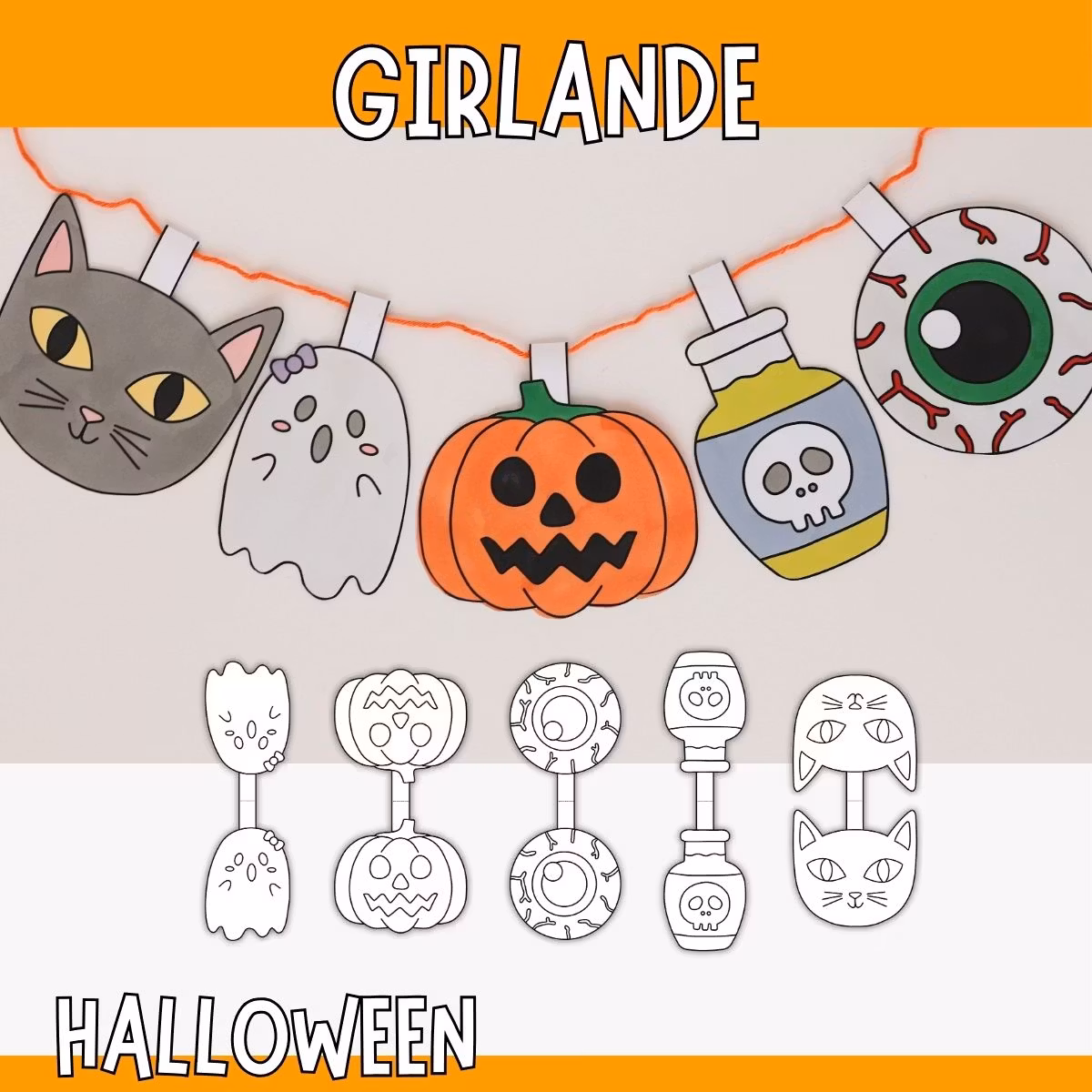 Halloween-Basteln zum Ausdrucken – Girlande