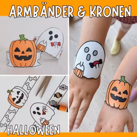 Halloween-Basteln für Kinder – Armbänder & Kronen