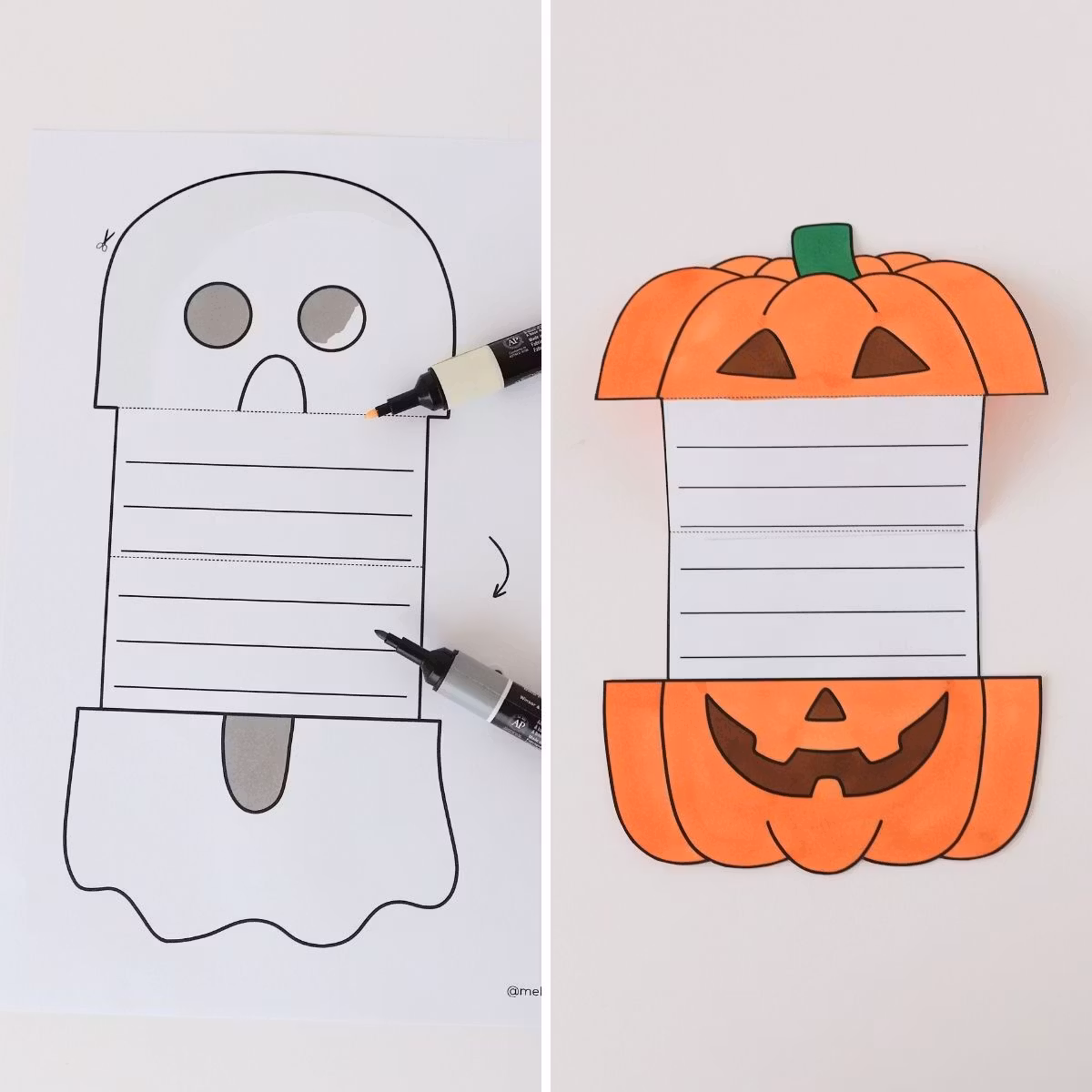 Schreibvorlagen zum Aufklappen – Halloween-Basteln