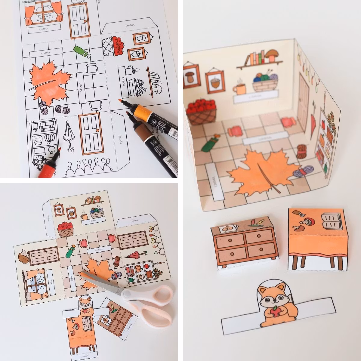 3D-Puppenhaus zum Basteln: Herbst