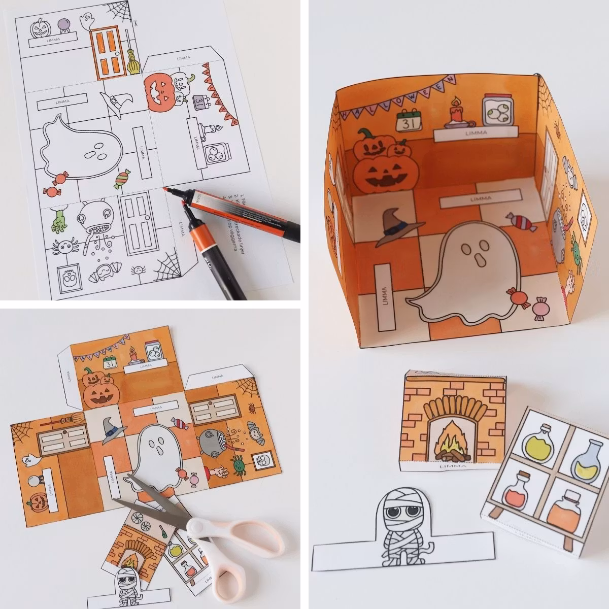 3D-Puppenhaus zum Basteln: Halloween