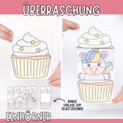Aufklappbare Bastelvorlagen - Einhörner