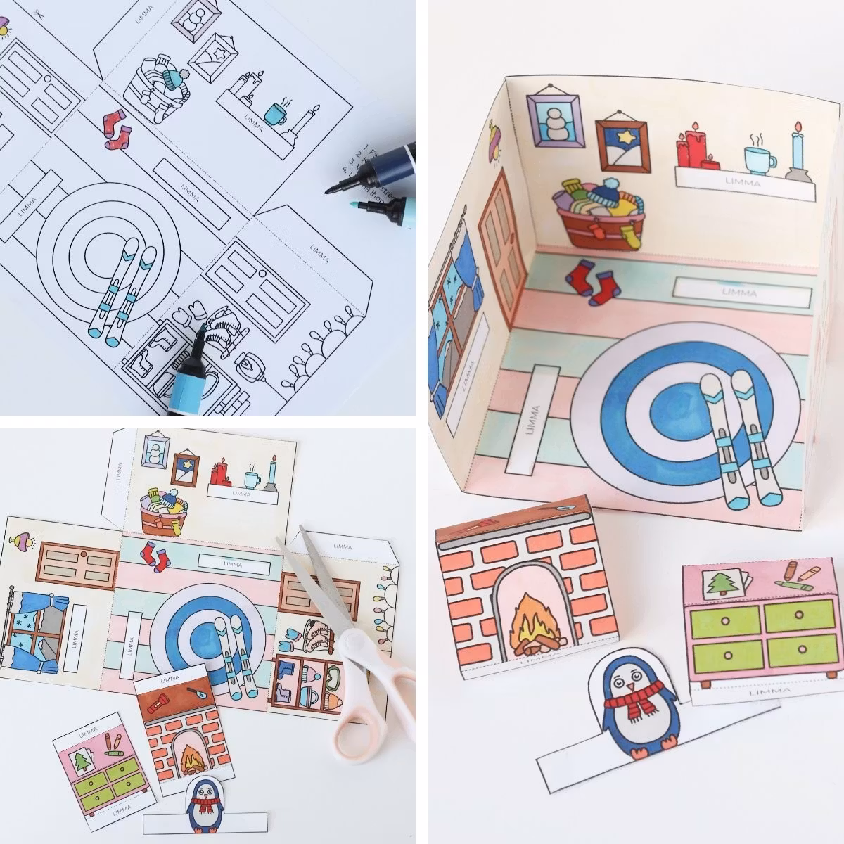 3D-Puppenhaus zum Basteln: Winter