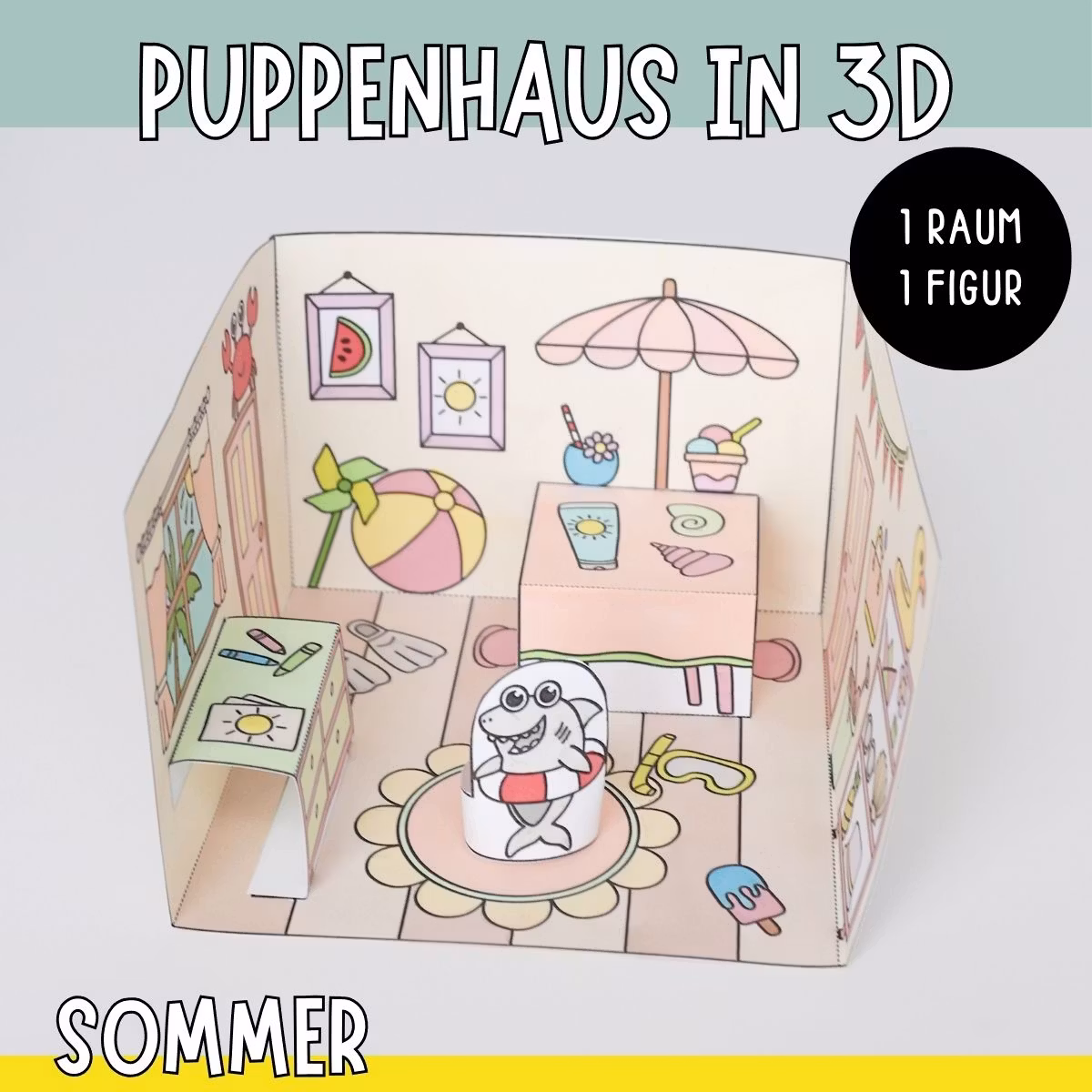 3D-Puppenhaus zum Basteln: Sommer