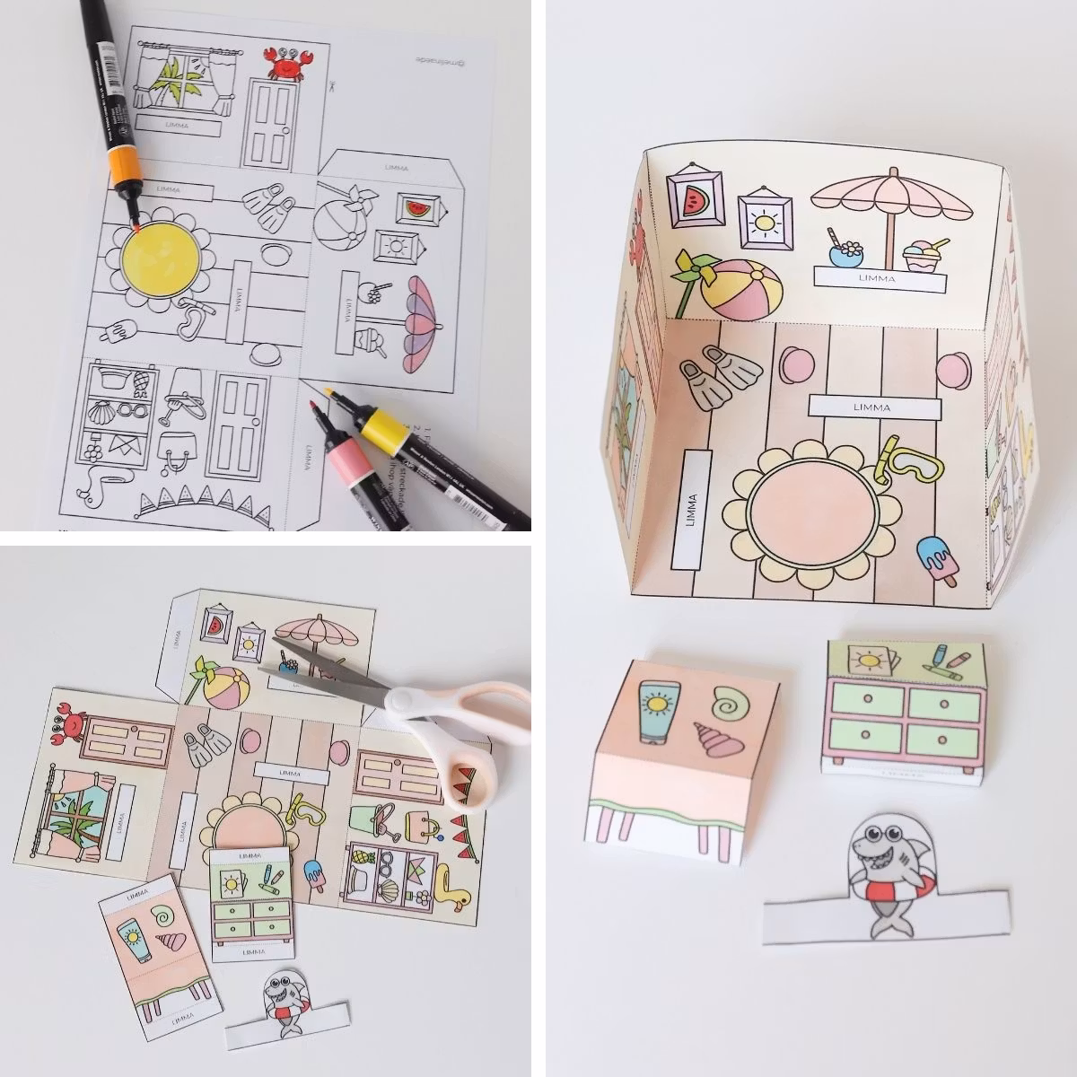 3D-Puppenhaus zum Basteln: Sommer