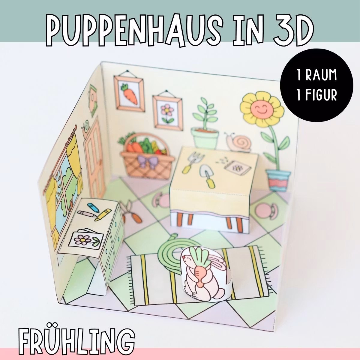3D-Puppenhaus zum Basteln: Frühling