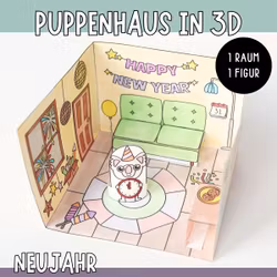 3D-Puppenhaus zum Basteln: Neujahr