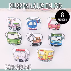 3D-Puppenhaus zum Basteln: Fahrzeuge