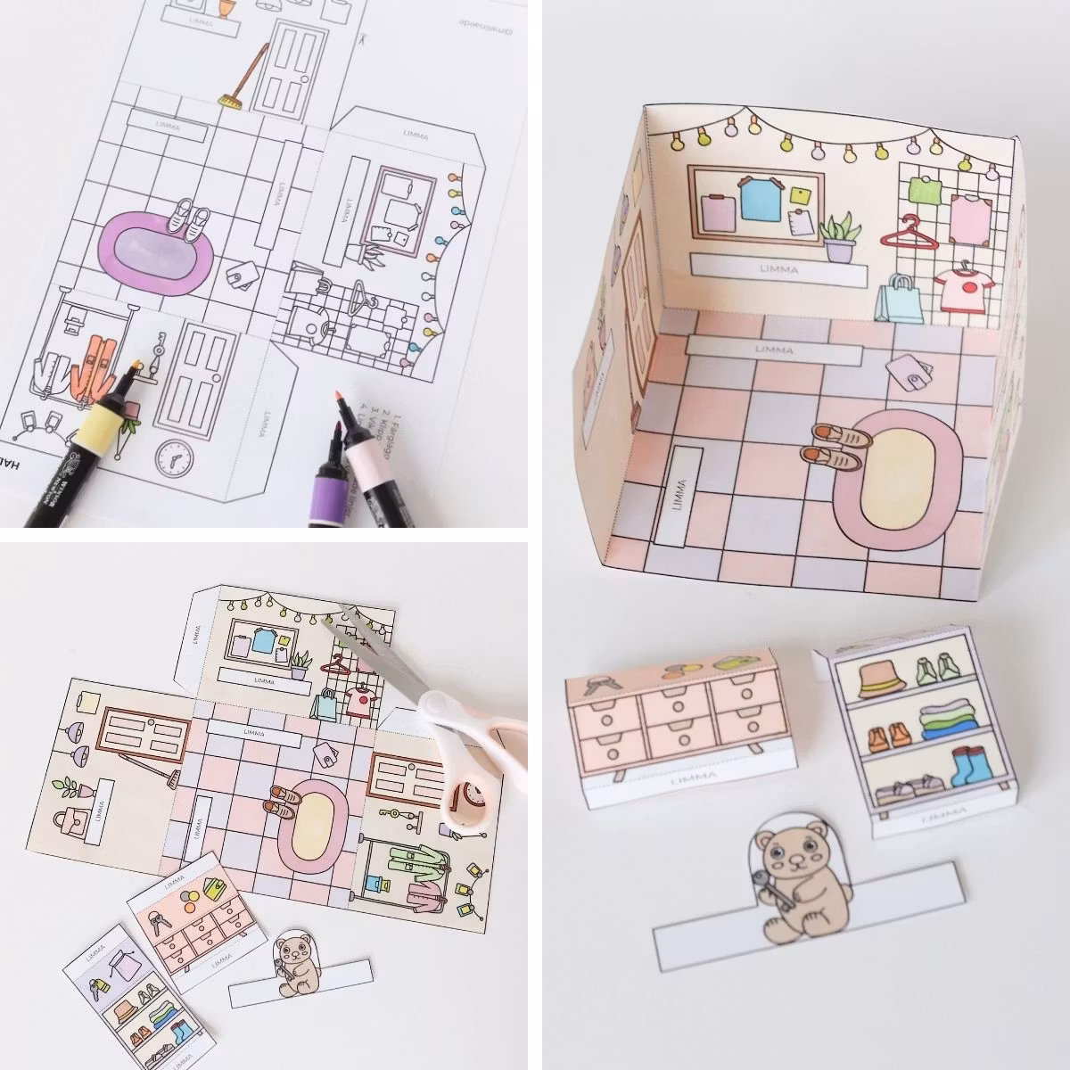 3D-Puppenhaus zum Basteln: Flur