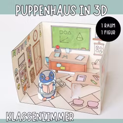 3D-Puppenhaus zum Basteln: Klassenzimmer