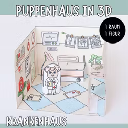3D-Puppenhaus zum Basteln: Krankenhaus