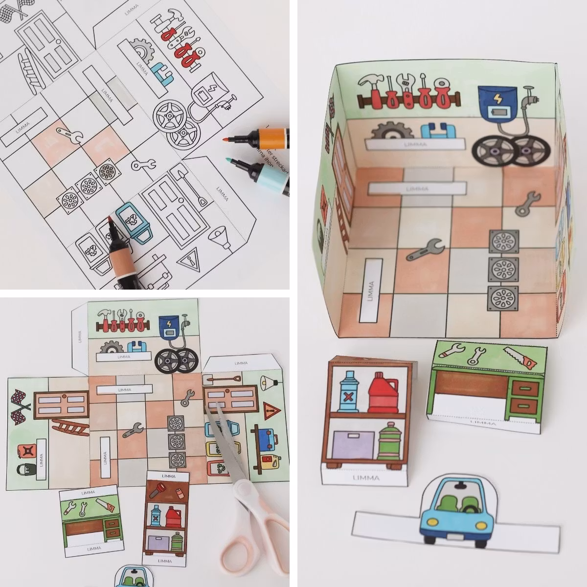 3D-Puppenhaus zum Basteln: Garage