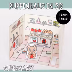 3D-Puppenhaus zum Basteln: Supermarkt