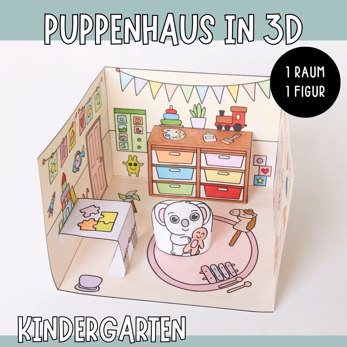 3D-Puppenhaus zum Basteln: Kindergarten