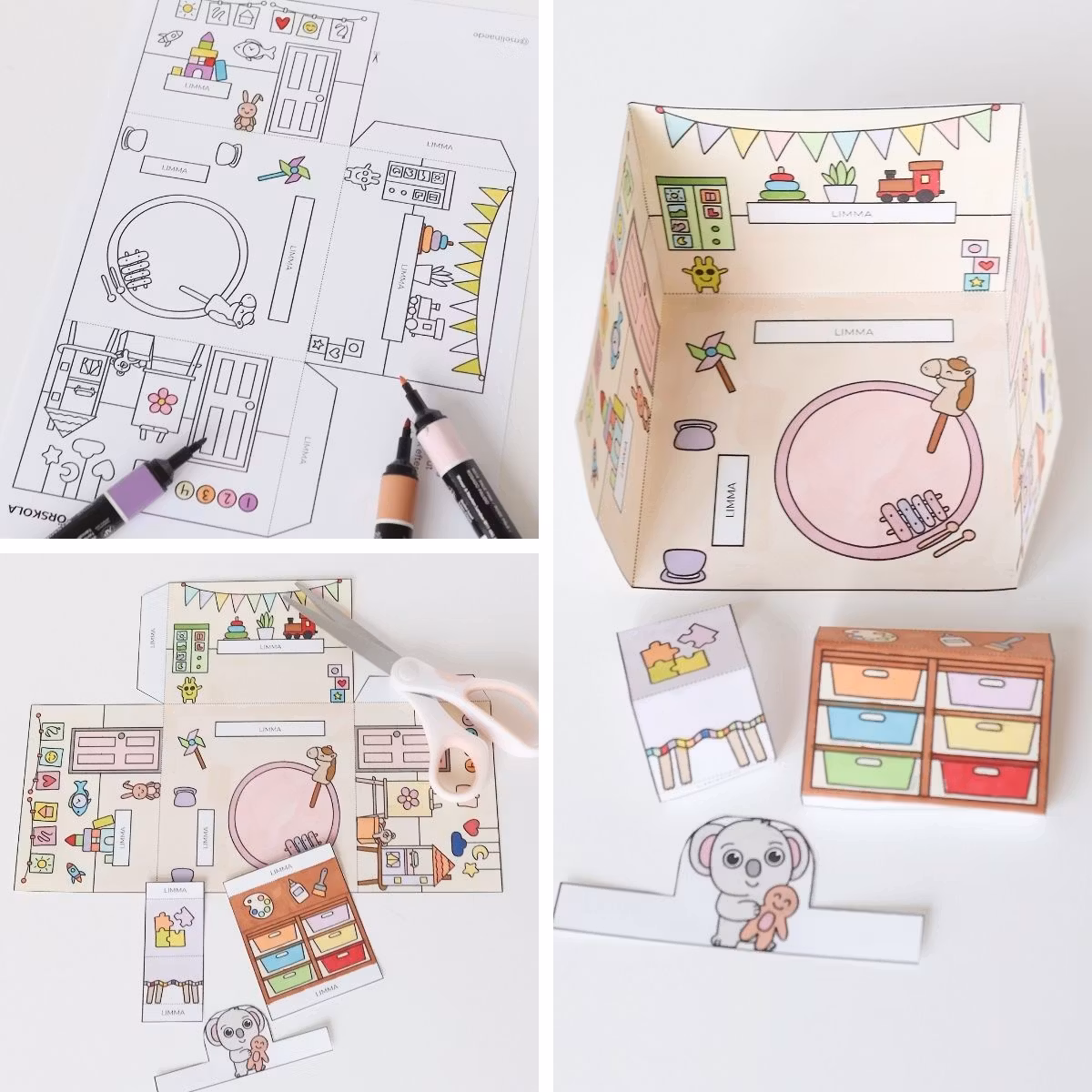 3D-Puppenhaus zum Basteln: Kindergarten