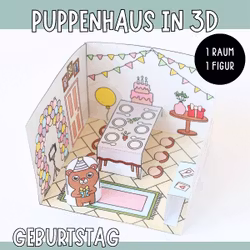 3D-Puppenhaus zum Basteln: Geburtstag