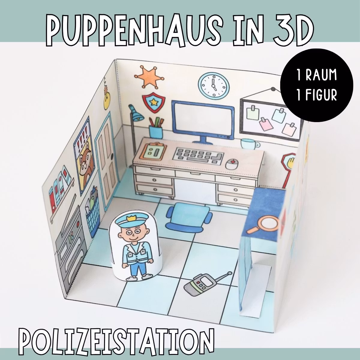 3D-Puppenhaus zum Basteln: Polizeistation