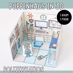 3D-Puppenhaus zum Basteln: Polizeistation
