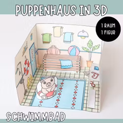 3D-Puppenhaus zum Basteln: Schwimmbad