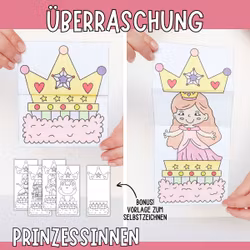 Aufklappbare Bastelvorlagen – Prinzessinnen