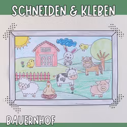 Bauernhof basteln - Bastelvorlage als Wandbild