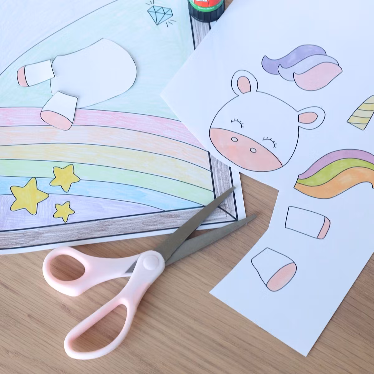 Einhorn basteln - Bastelvorlage als Wandbild