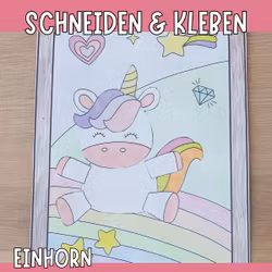 Einhorn basteln - Bastelvorlage als Wandbild