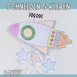 Rakete basteln - Bastelvorlage zum Ausdrucken