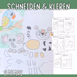 Ausschneiden und kleben - Safari-Tiere