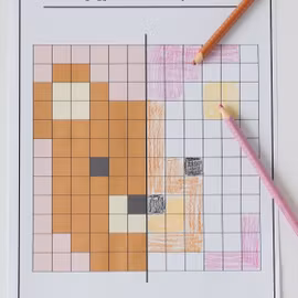 Symmetrie ausmalen mit Pixelbildern