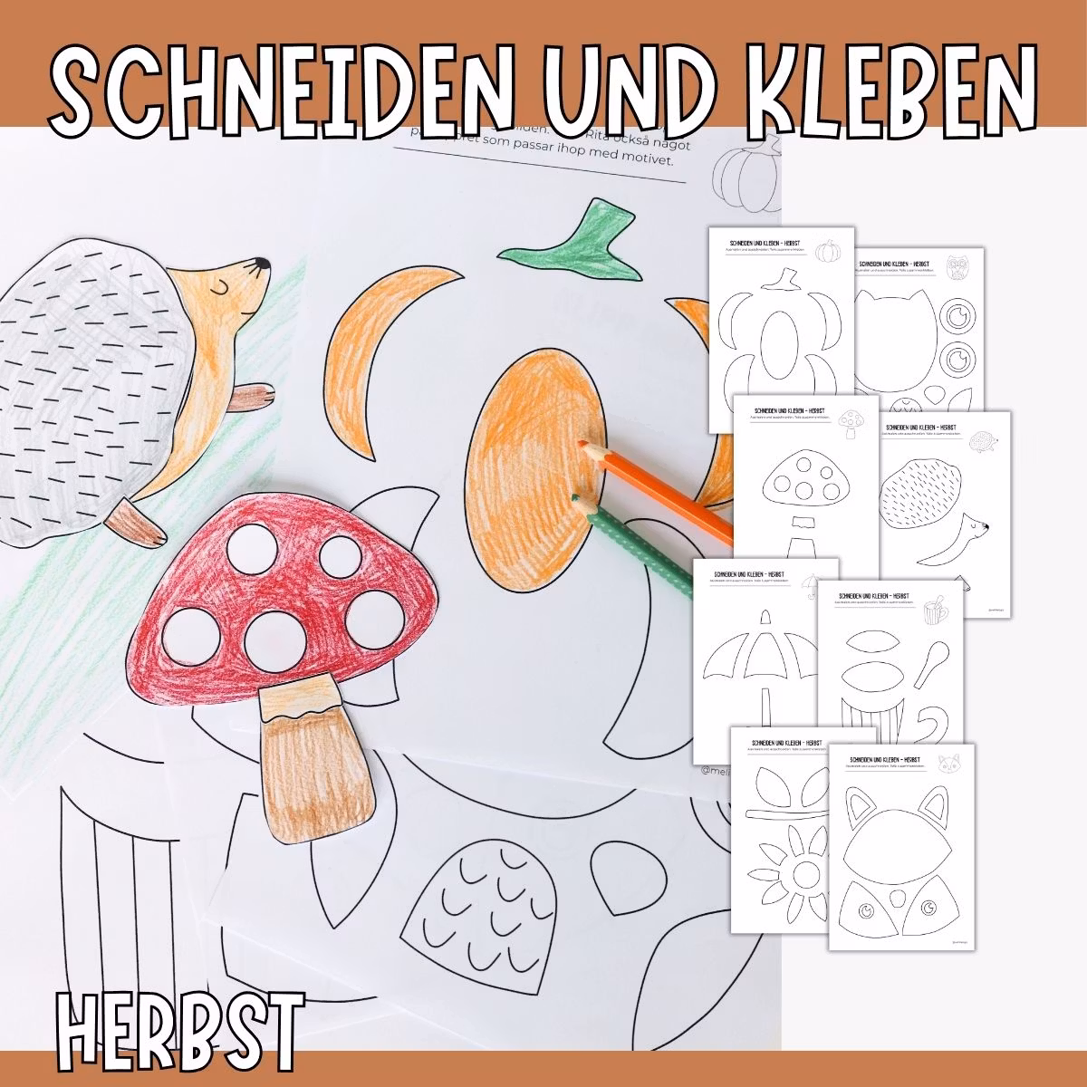 Ausschneiden und kleben - Herbstbasteln für Kinder