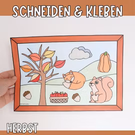 Herbstbild basteln - Bastelvorlage zum Ausdrucken