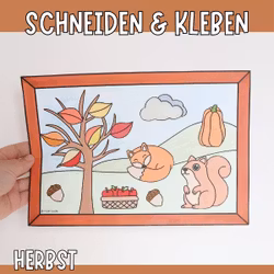 Herbstbild basteln - Bastelvorlage zum Ausdrucken