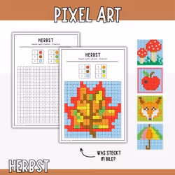 Herbstbasteln – Pixelbilder zum Ausmalen