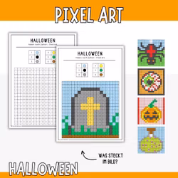 Pixelbilder Halloween - Bastelvorlagen für Kinder
