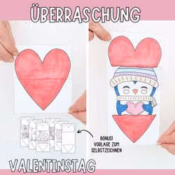 Valentinstagbasteln für Kinder - Aufklappbare Herzen