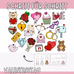 Valentinstag – 20 Motive Schritt für Schritt zeichnen