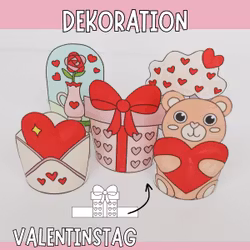 Valentinstagbasteln - Dekorationen zum Ausdrucken